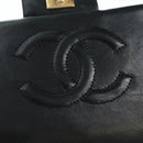 CHANEL Matelasse Chain Hand Bag Lamb Skin Black Gold CC Auth 177323SM-21