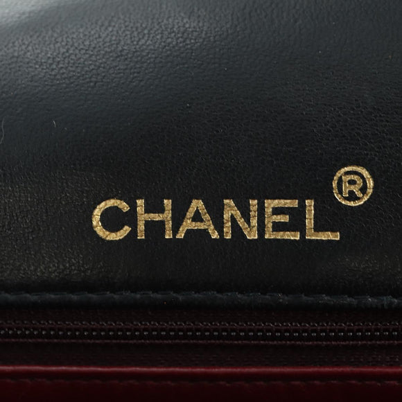 CHANEL Matelasse Chain Hand Bag Lamb Skin Black Gold CC Auth 177323SM