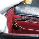 CHANEL Matelasse Chain Hand Bag Lamb Skin Black Gold CC Auth 177323SM-25