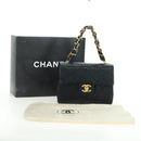 CHANEL Matelasse Chain Hand Bag Lamb Skin Black Gold CC Auth 177323SM-12
