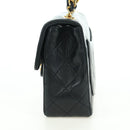 CHANEL Matelasse Chain Hand Bag Lamb Skin Black Gold CC Auth 177323SM-3