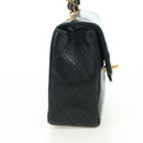 CHANEL Matelasse Chain Hand Bag Lamb Skin Black Gold CC Auth 177323SM-4