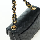 CHANEL Matelasse Chain Hand Bag Lamb Skin Black Gold CC Auth 177323SM-6