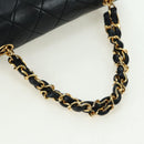 CHANEL Matelasse Chain Hand Bag Lamb Skin Black Gold CC Auth 177323SM-7
