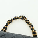 CHANEL Matelasse Chain Hand Bag Lamb Skin Black Gold CC Auth 177323SM-14