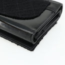 CHANEL Choco Bar Camelia Clutch Bag Lamb Skin Black Gold CC Auth 177325A-10