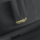 CHANEL Choco Bar Camelia Clutch Bag Lamb Skin Black Gold CC Auth 177325A-12