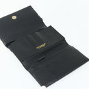 CHANEL Choco Bar Camelia Clutch Bag Lamb Skin Black Gold CC Auth 177325A-13