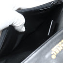 CHANEL Choco Bar Camelia Clutch Bag Lamb Skin Black Gold CC Auth 177325A-19