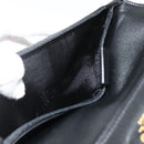 CHANEL Choco Bar Camelia Clutch Bag Lamb Skin Black Gold CC Auth 177325A-21