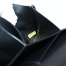 CHANEL Choco Bar Camelia Clutch Bag Lamb Skin Black Gold CC Auth 177325A-23