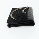 CHANEL Choco Bar Camelia Clutch Bag Lamb Skin Black Gold CC Auth 177325A-5
