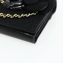 CHANEL Choco Bar Camelia Clutch Bag Lamb Skin Black Gold CC Auth 177325A-8