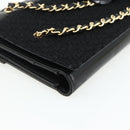 CHANEL Choco Bar Camelia Clutch Bag Lamb Skin Black Gold CC Auth 177325A-9