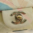 CHANEL Matelasse Chain Shoulder Bag Canvas Beige Gold CC Auth 177326SV-14