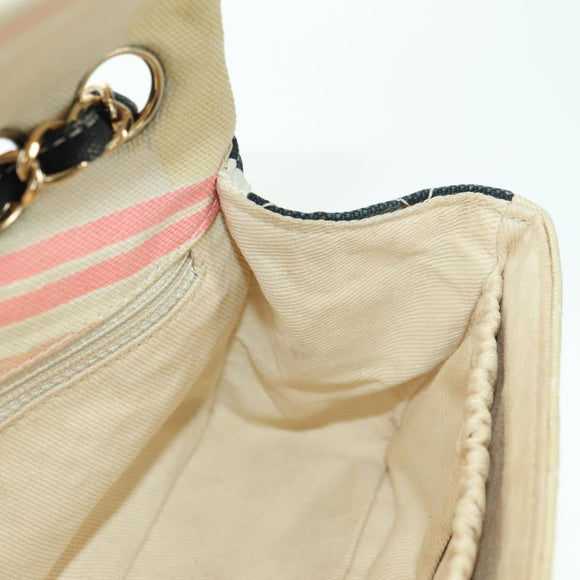 CHANEL Matelasse Chain Shoulder Bag Canvas Beige Gold CC Auth 177326SV