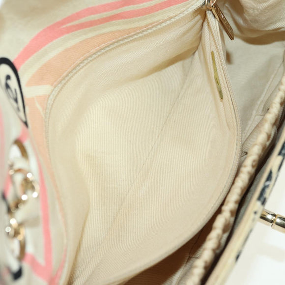 CHANEL Matelasse Chain Shoulder Bag Canvas Beige Gold CC Auth 177326SV