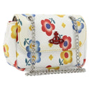 Vivienne Westwood Chain Shoulder Bag Leather White Silver Auth 177327A-1
