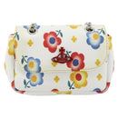Vivienne Westwood Chain Shoulder Bag Leather White Silver Auth 177327A-2
