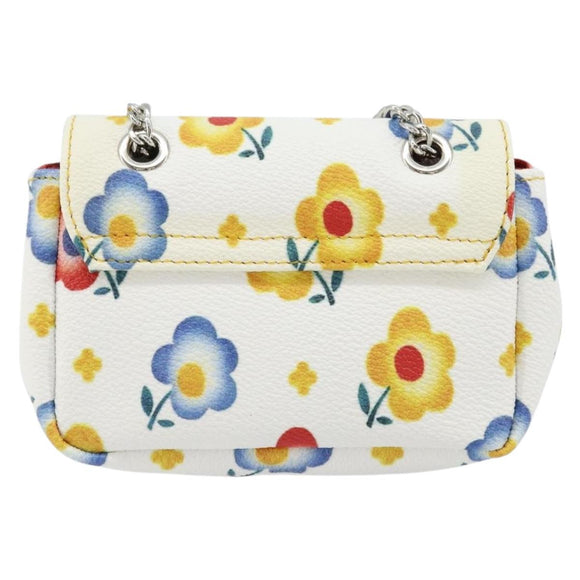 Vivienne Westwood Chain Shoulder Bag Leather White Silver Auth 177327A