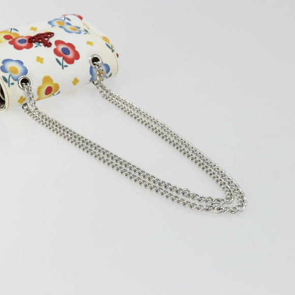 Vivienne Westwood Chain Shoulder Bag Leather White Silver Auth 177327A