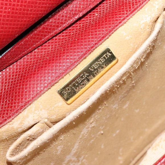 BOTTEGA VENETA Shoulder Bag Leather Red Gold Auth 177328
