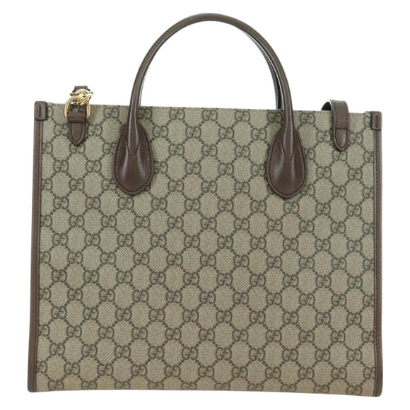 GUCCI GG Supreme Donald duck Hand Bag PVC 2way Beige Gold 648134 Auth 177329M