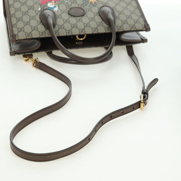 GUCCI GG Supreme Donald duck Hand Bag PVC 2way Beige Gold 648134 Auth 177329M