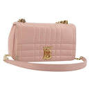 BURBERRY Chain Shoulder Bag Leather Pink Gold Auth 177331A-1
