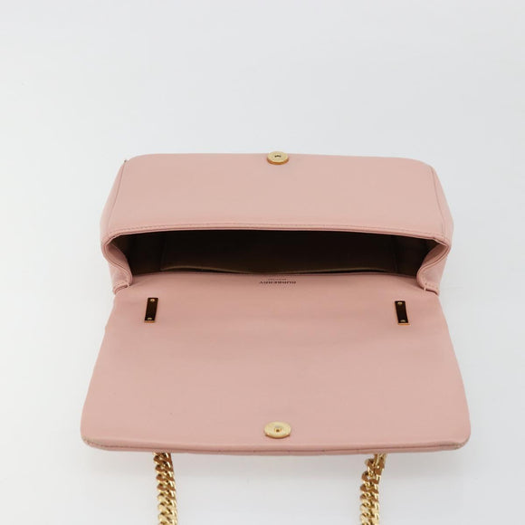 BURBERRY Chain Shoulder Bag Leather Pink Gold Auth 177331A