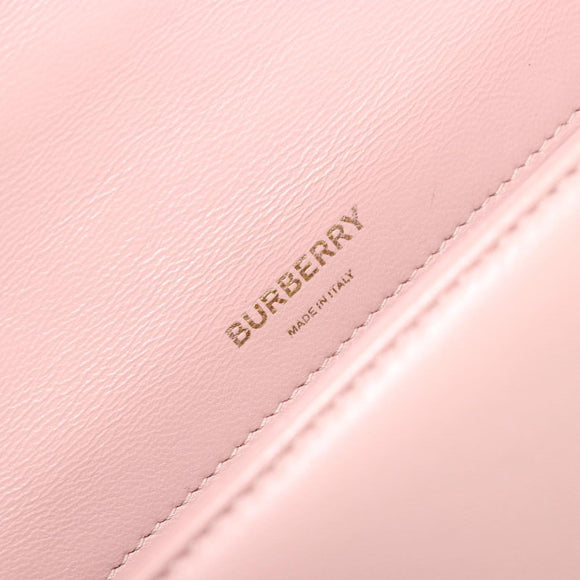 BURBERRY Chain Shoulder Bag Leather Pink Gold Auth 177331A