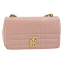 BURBERRY Chain Shoulder Bag Leather Pink Gold Auth 177331A-13