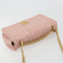 BURBERRY Chain Shoulder Bag Leather Pink Gold Auth 177331A-6