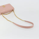 BURBERRY Chain Shoulder Bag Leather Pink Gold Auth 177331A-7