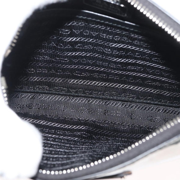 PRADA Shoulder Bag Patent leather Silver Auth 177333A