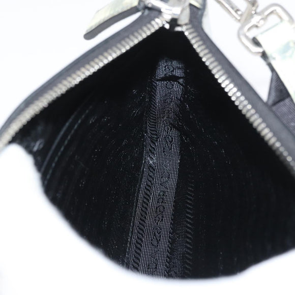 PRADA Shoulder Bag Patent leather Silver Auth 177333A