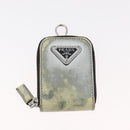 PRADA Shoulder Bag Patent leather Silver Auth 177333A-22