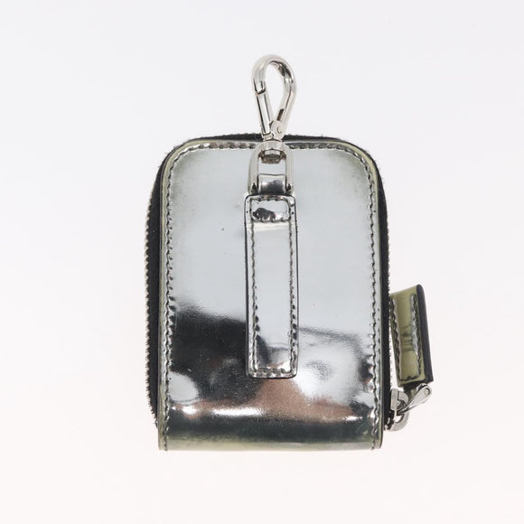 PRADA Shoulder Bag Patent leather Silver Auth 177333A