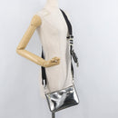 PRADA Shoulder Bag Patent leather Silver Auth 177333A-25