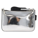 PRADA Shoulder Bag Patent leather Silver Auth 177333A-3