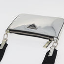 PRADA Shoulder Bag Patent leather Silver Auth 177333A-6