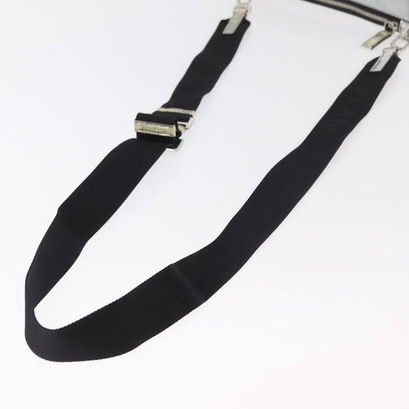 PRADA Shoulder Bag Patent leather Silver Auth 177333A