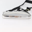PRADA Shoulder Bag Patent leather Silver Auth 177333A-9