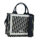 Christian Dior Trotter Canvas Oblique Book Hand Bag 2way Navy Auth 177334SAM-1