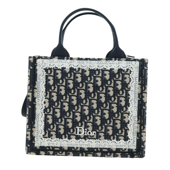 Christian Dior Trotter Canvas Oblique Book Hand Bag 2way Navy Auth 177334SAM