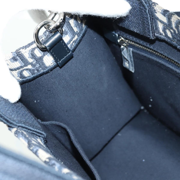 Christian Dior Trotter Canvas Oblique Book Hand Bag 2way Navy Auth 177334SAM