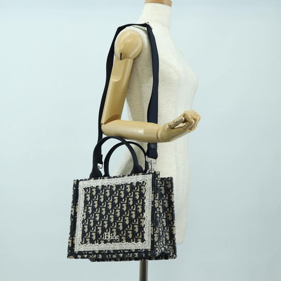 Christian Dior Trotter Canvas Oblique Book Hand Bag 2way Navy Auth 177334SAM