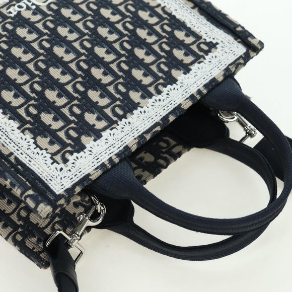 Christian Dior Trotter Canvas Oblique Book Hand Bag 2way Navy Auth 177334SAM