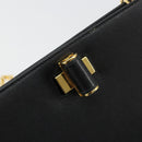 Salvatore Ferragamo Chain Shoulder Bag Leather Black Gold Auth 177335A-14