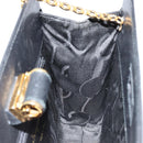 Salvatore Ferragamo Chain Shoulder Bag Leather Black Gold Auth 177335A-17